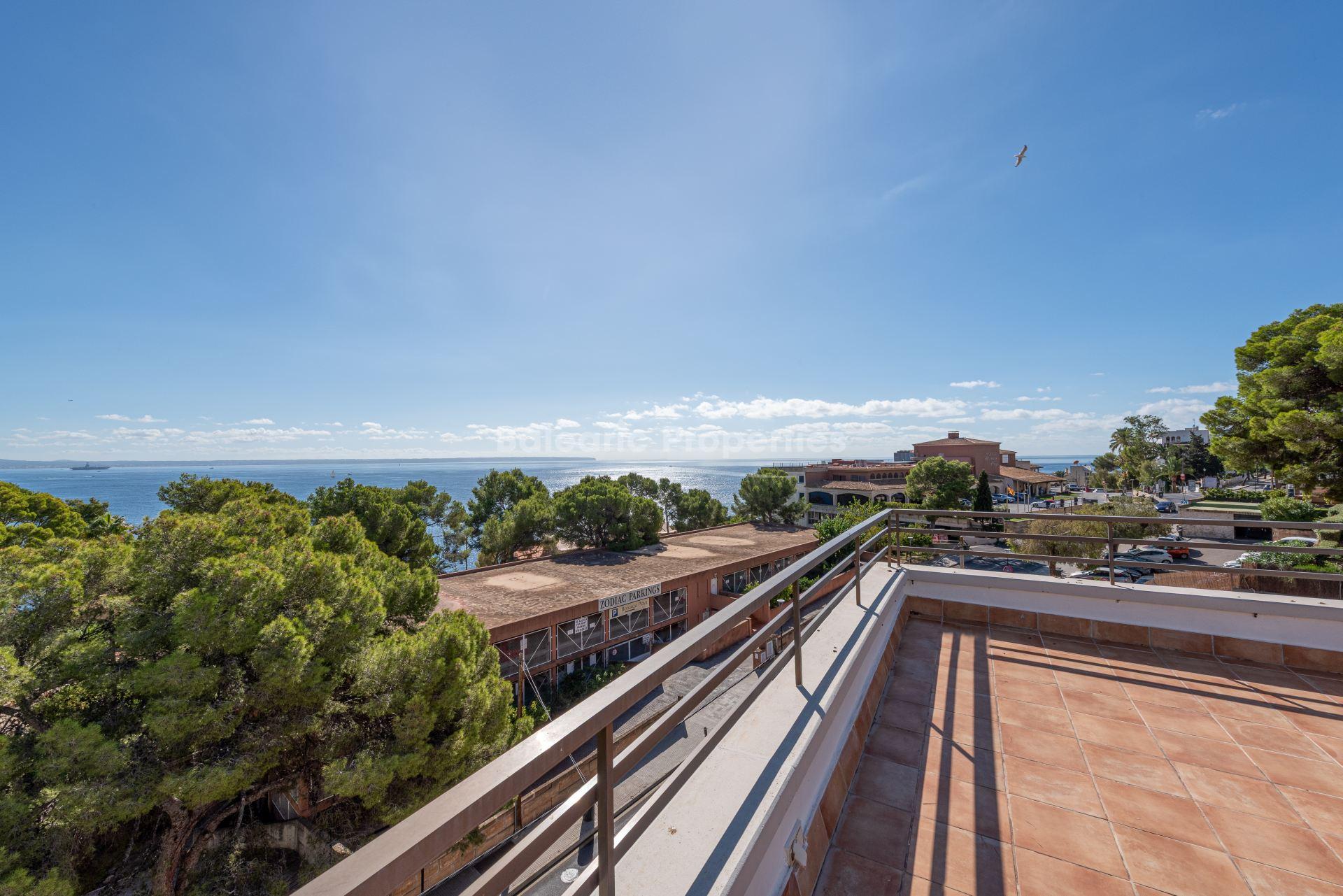 Exclusive sea view penthouse to refurbish for sale in Illetes, Southwest Mallorca